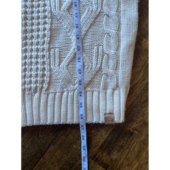 Weatherproof Cream Cable Knit Long Sleeve Fishman Men's Sweater Size Medium - Picture 11 of 12